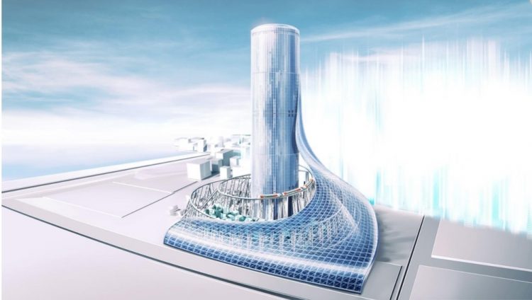 2018年に大阪メトロが策定した夢洲駅タワービルのイメージ図。総工費1000億円とも言われていた