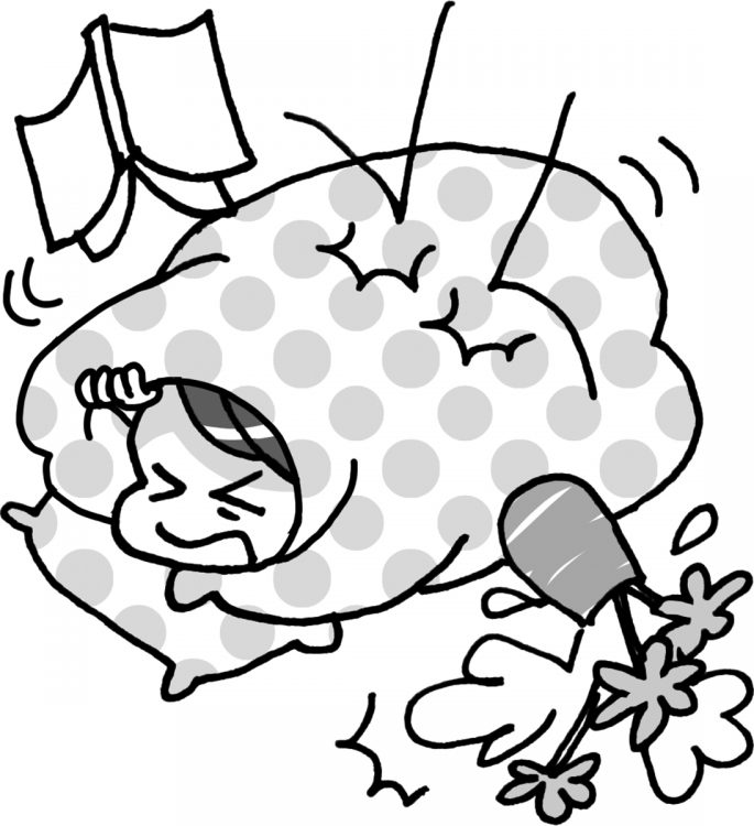 頭から布団をかぶってガードする