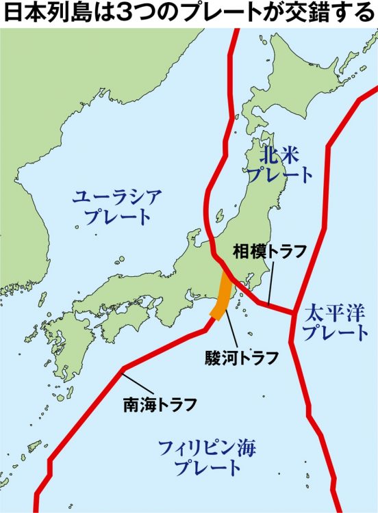 首都圏の地下では3つのプレートが交錯し、大地震の震源となる可能性が…