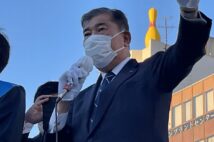 選挙応援で各地を回っていた石破氏を直撃した（写真は相澤氏撮影）