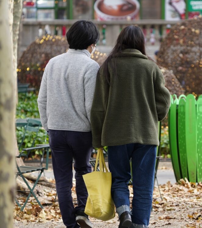 フリース素材で揃えた2人