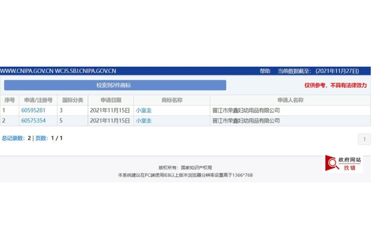 国家知識産権局の「中国商標網」のウェブサイトでは、類似する商標の検索などができる