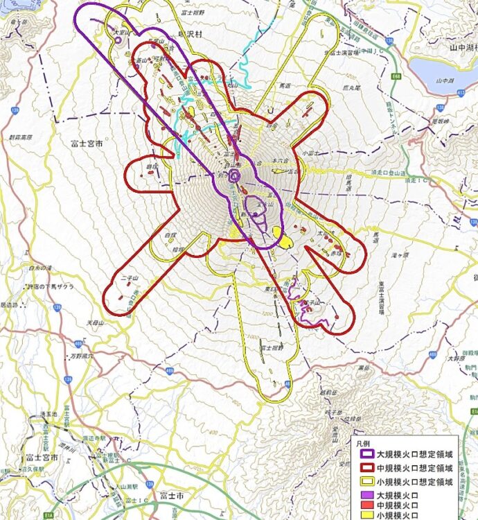 噴火するとこんな状況か（山梨県のHPより）