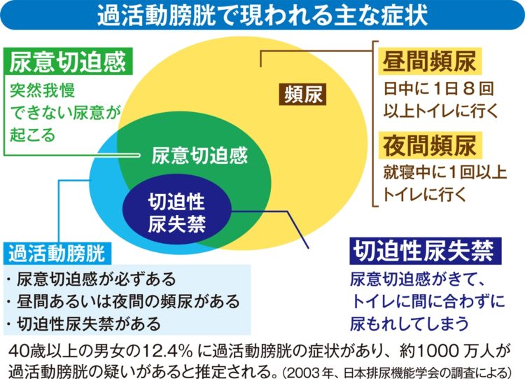 過活動膀胱で現れる主な症状