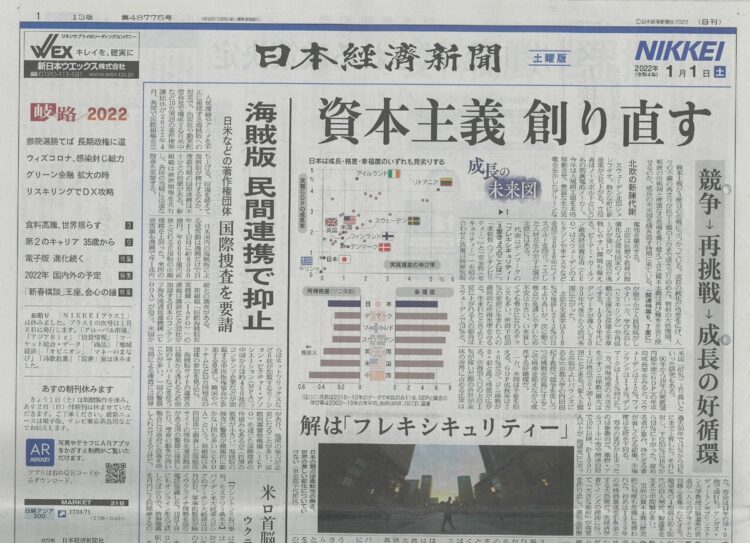 2022年元日の「日本経済新聞」