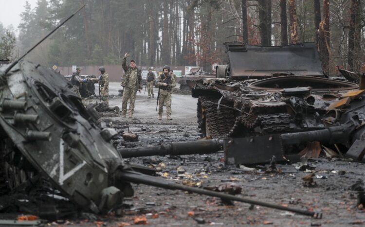 ウクライナ軍が奪還した首都キーウ近郊（時事通信フォト）