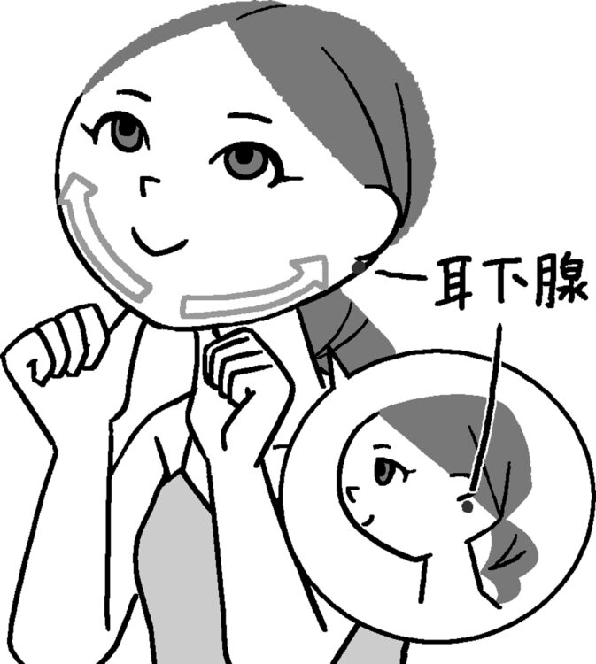 あご下から耳あたりに