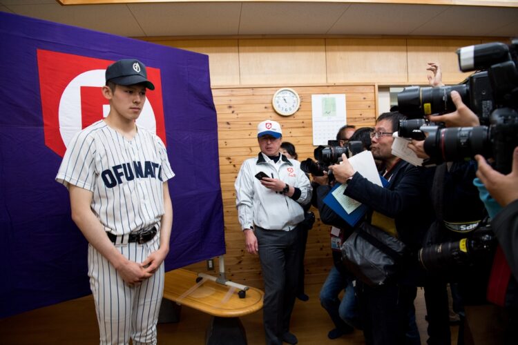 佐々木の高校時代の試合には全国から報道陣が詰めかけていた（撮影／藤岡雅樹）