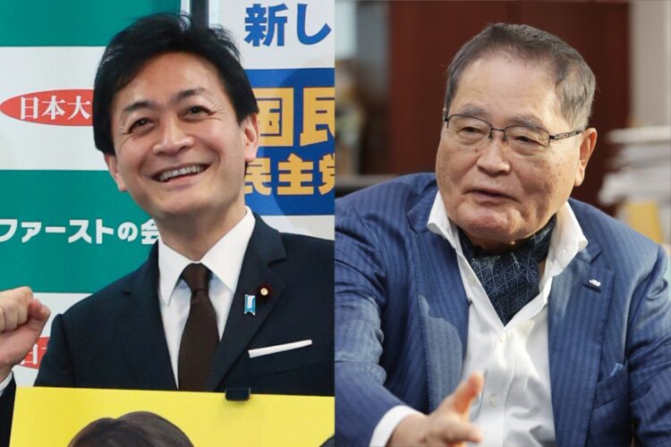 亀井静香氏（右）が国民民主党の玉木雄一郎代表に向け提言（時事通信フォト）