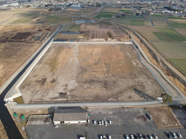 今年2月に整備された尼寺第2雨水調整池