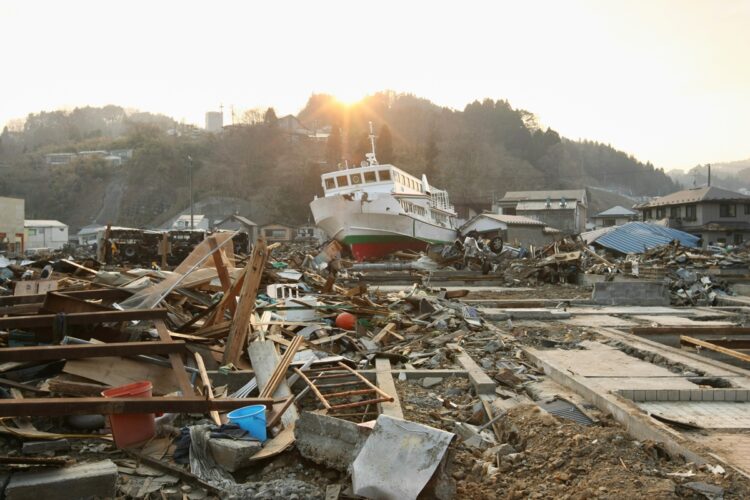 千葉県を津波が襲う可能性も。写真は東日本大震災で被災した岩手県宮古市（時事通信フォト）