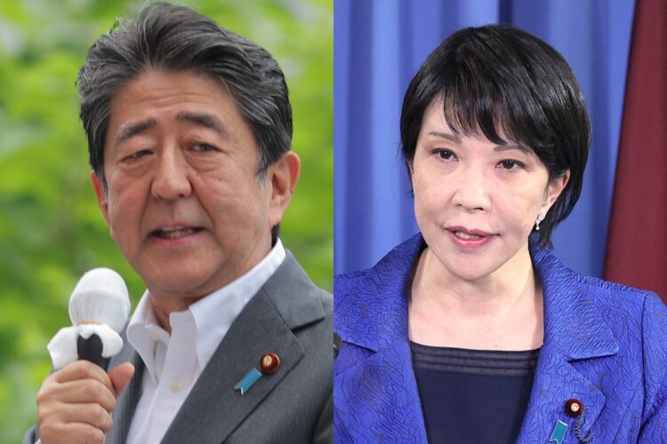 亡くなった安倍晋三元首相と高市早苗（写真／時事通信フォト）