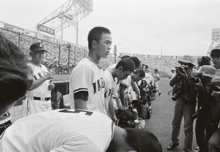 1983年、投手の水野雄仁を中心に活躍した池田（時事通信フォト）