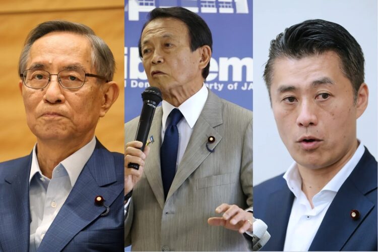 関係があっても自民党リストには載らなかった議員も…（左から細田博之・衆院議長、麻生太郎・自民党副総裁、細野豪志・代議士／時事通信フォト）