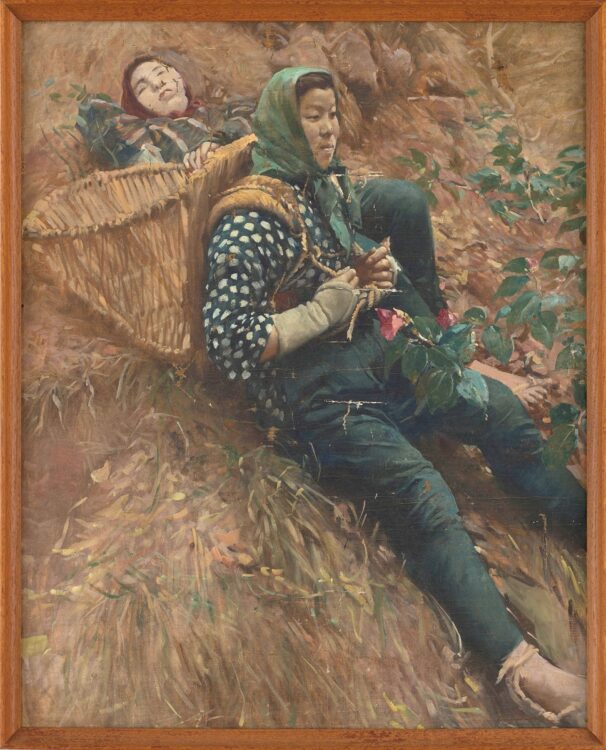 『椿咲く頃』1950年代 油彩、カンヴァス 個人蔵 表紙絵と同様、写真を元に描かれた