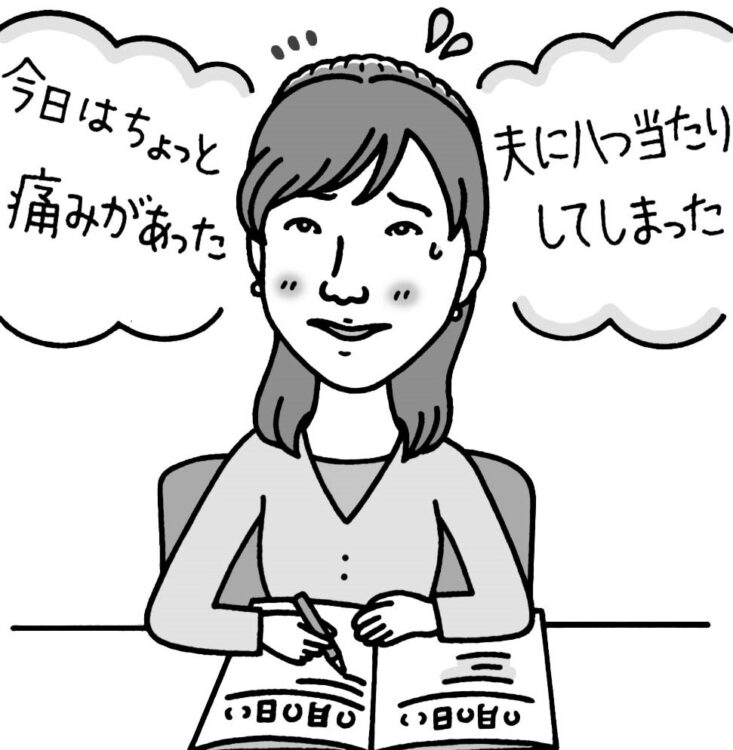 不安、心情、体の状態を書き出し、記録しておくことで、自分を客観視できるという