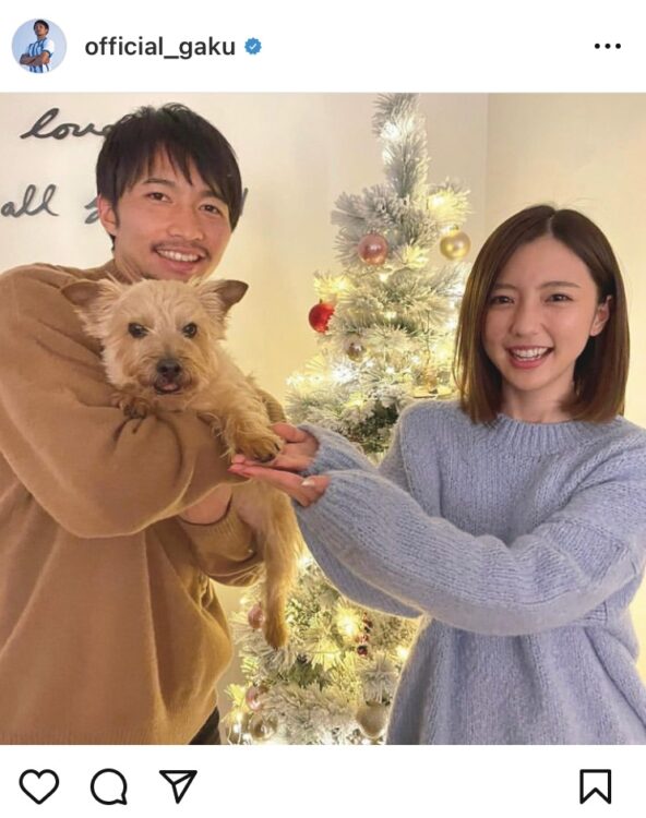 柴崎岳選手と真野恵里菜さん（本人のインスタグラムより）