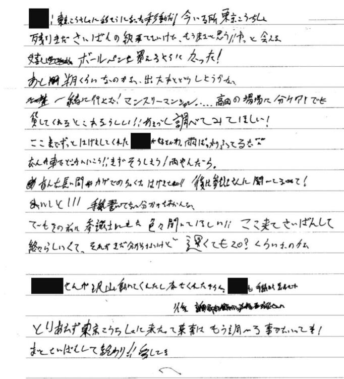 書き殴りの印象が強い「ハウル」が送っていた手紙