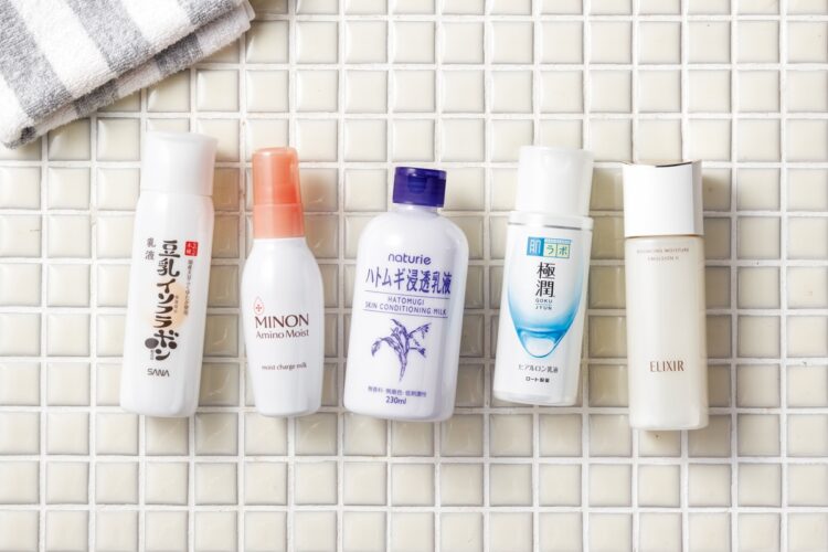 乳液部門の1位から5位（左から）