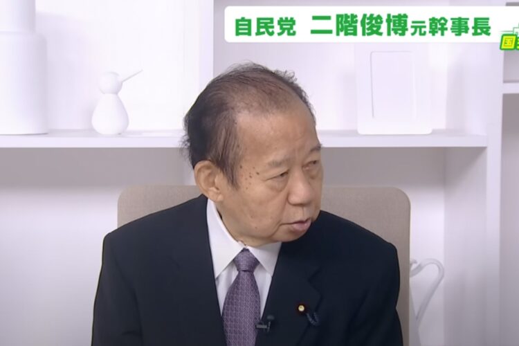 TBS『国会トークフロントライン』に出演し、持論を展開する二階氏（2022年9月）
