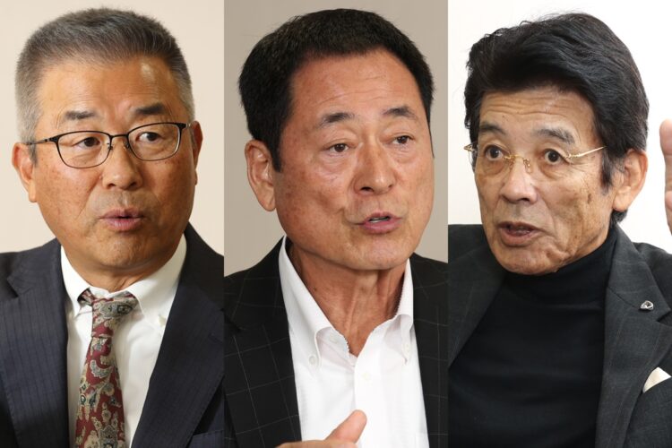 右から野球評論家の江本孟紀氏、中畑清氏、達川光男氏