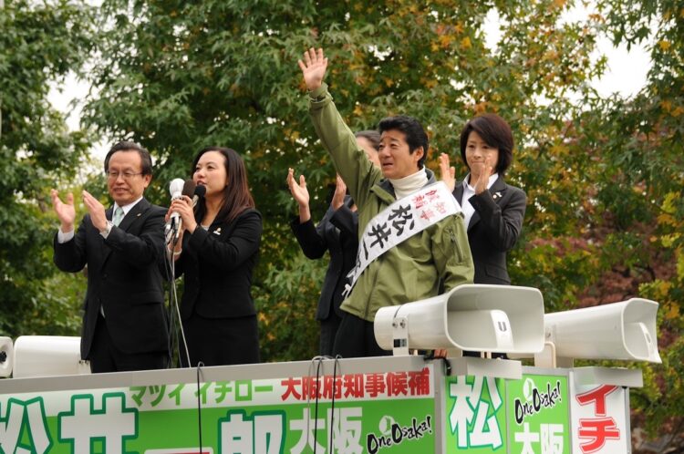 2011年に実施された大阪府知事選に出馬した松井一郎候補。その後、大阪市長に転身（撮影：小川裕夫）