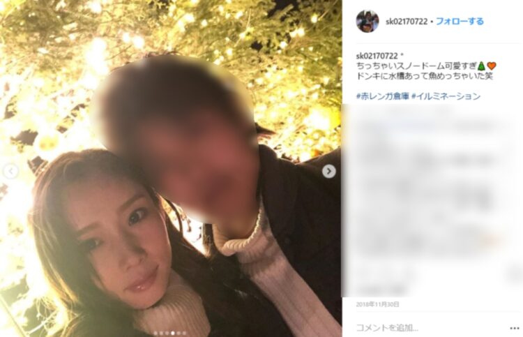 イルミネーションデートを楽しむ橋本容疑者（インスタグラムより。現在は削除）