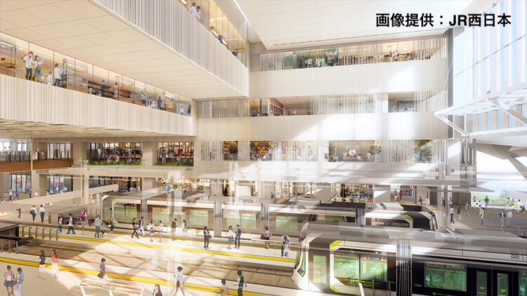 駅構内に広電ののりばが設けられた新・広島駅のイメージ図