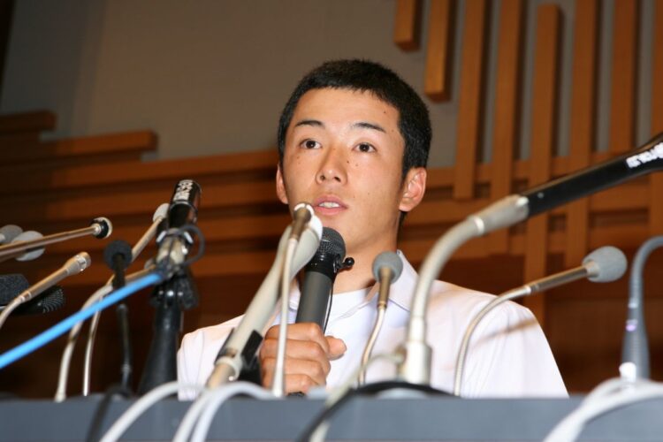 早稲田大学入を表明した斎藤佑樹（2006年9月）