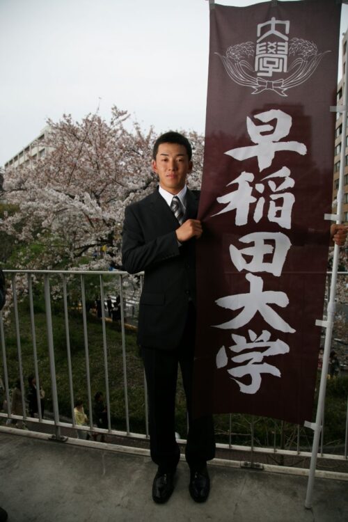 早稲田大学に入学した斎藤佑樹（2007年4月）