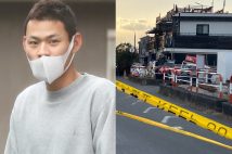 逮捕された永田陸人容疑者と東京・狛江市の事件現場（時事通信フォト）