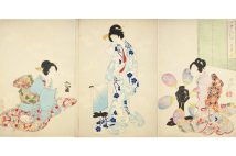 御台所の入浴は朝の日課で、磨き役や脱がせ役など複数のお世話役がいたという(国立国会図書館蔵)