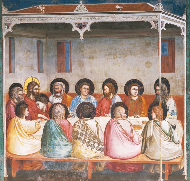 ジョット　最後の晩餐　1304～1305年頃　フレスコ　壁画　200×185cm　スクロヴェーニ礼拝堂　パドヴァ