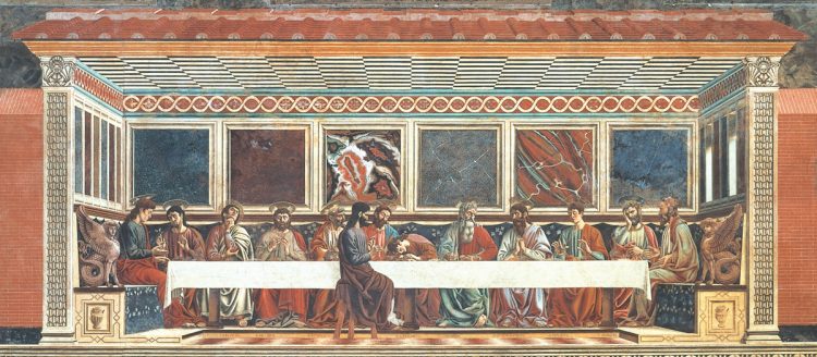 カスターニョ　最後の晩餐　1447年　フレスコ　壁画　470×975cm　カスターニョ美術館　フィレンツェ