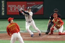 中国戦で2点タイムリーを放った大谷翔平（時事通信フォト）