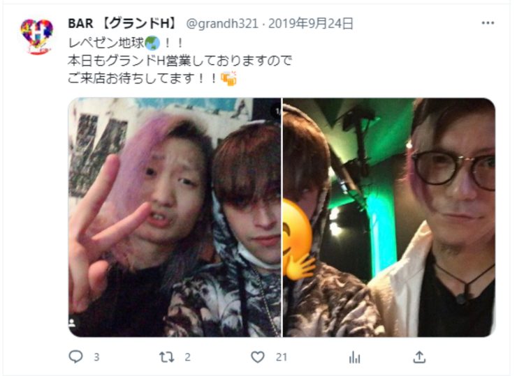 DJ社長とDJふぉいが来店していたことをアピール（店のツイッターより。現在は削除）