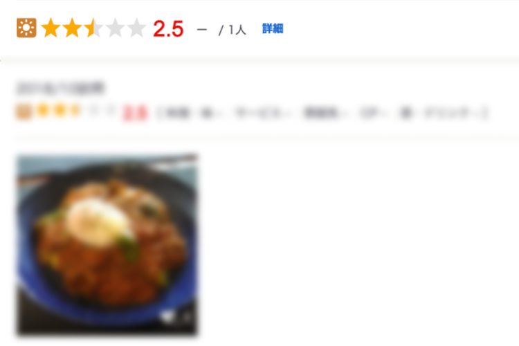 岡容疑者の経営するカレー店。大手グルメサイト上の評価