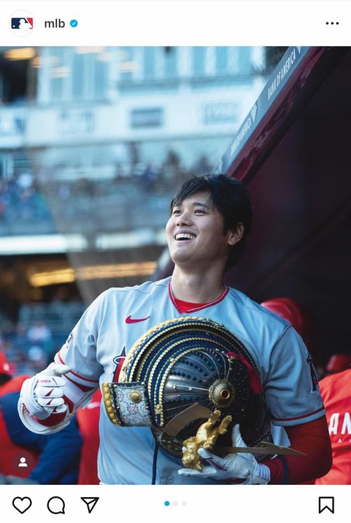 兜の大谷翔平、ベストスマイル！（MLB公式インスタグラムより）