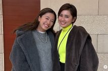 元テレビ東京アナウンサーの青木佐知（右）が里田まいの投稿にツッコミ（里田のインスタグラムより）