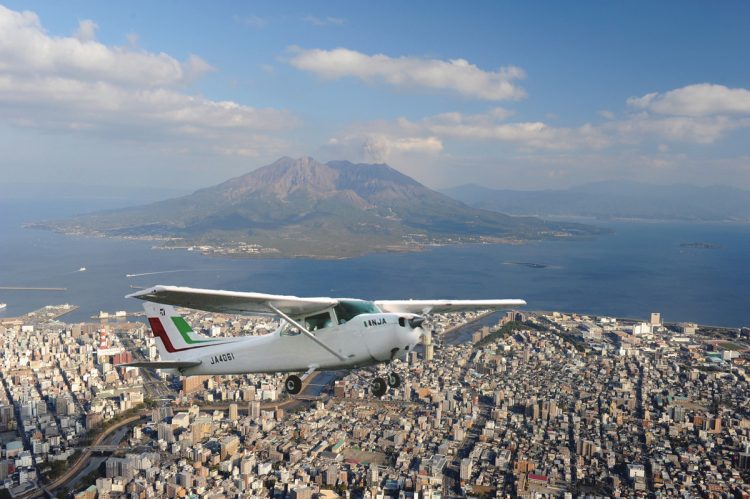 【鹿児島県】Kagoshima Sky View　昼間遊覧コース　桜島コース（C）NJA新日本航空