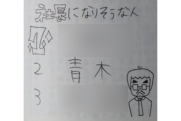 社長になりそうな人では2位に（中学の卒業アルバムより）