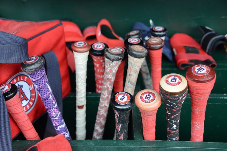 使い込まれたエンゼルスの選手たちのバット