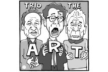 イッセー尾形、小日向文世、大泉洋による舞台『ART』(イラスト/佐野文二郎)
