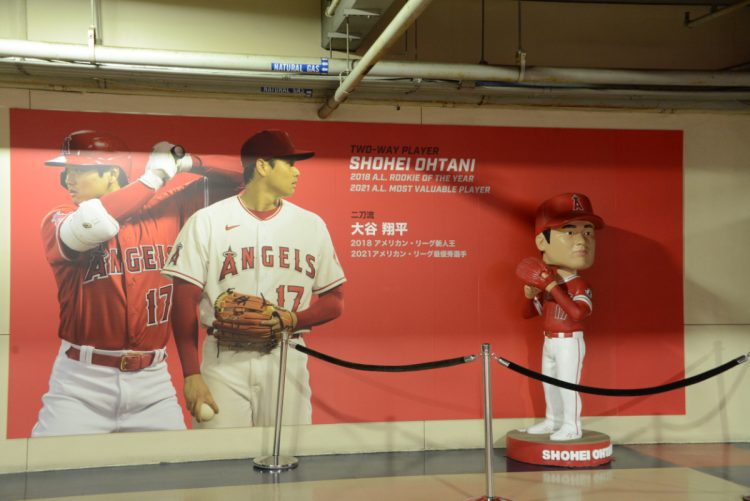 スタジアムには大谷の展示