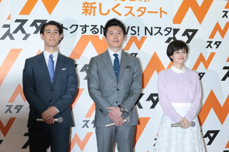 『Nスタ』の会見に出席した井上アナ、ホラン千秋ら