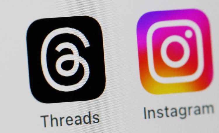 米SNS大手・メタの「Instagram（インスタグラム）」のアイコン（右）と簡易投稿アプリ「Threads（スレッズ）」のアイコン（時事通信フォト）