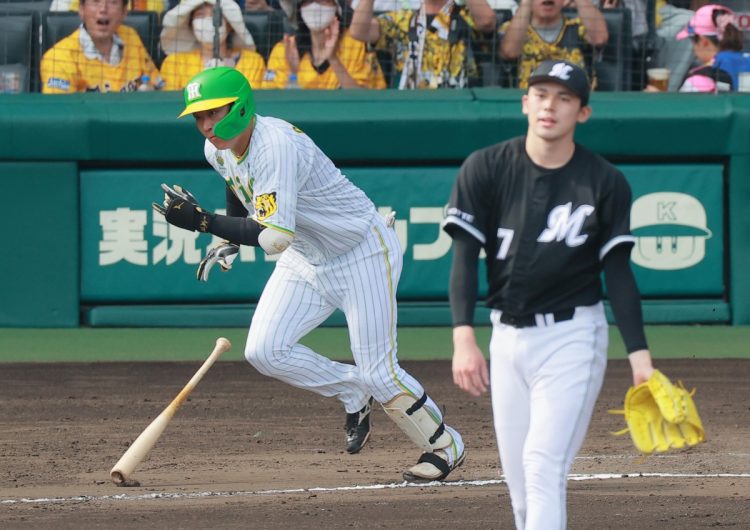 6月4日のロッテ戦、佐々木朗希から唯一のヒットを放った大山悠輔