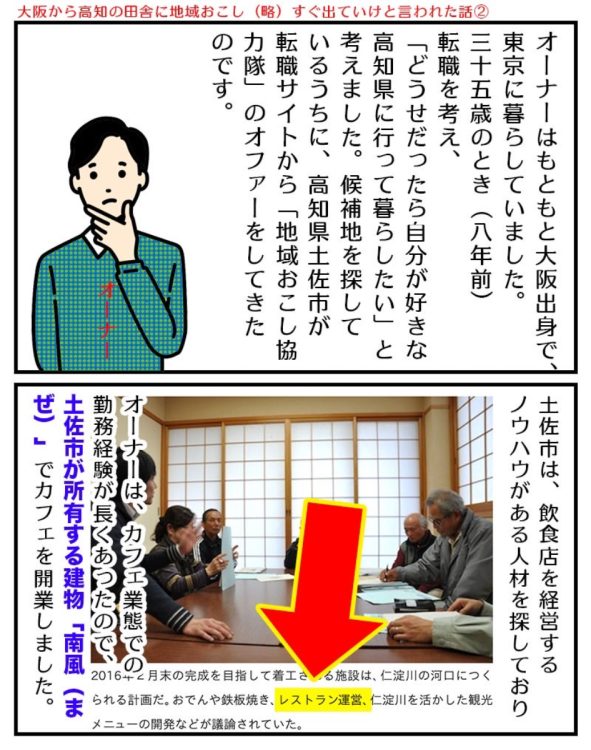 ②。オーナーは好きな高知県で暮らしたいと考え、東京から移住した