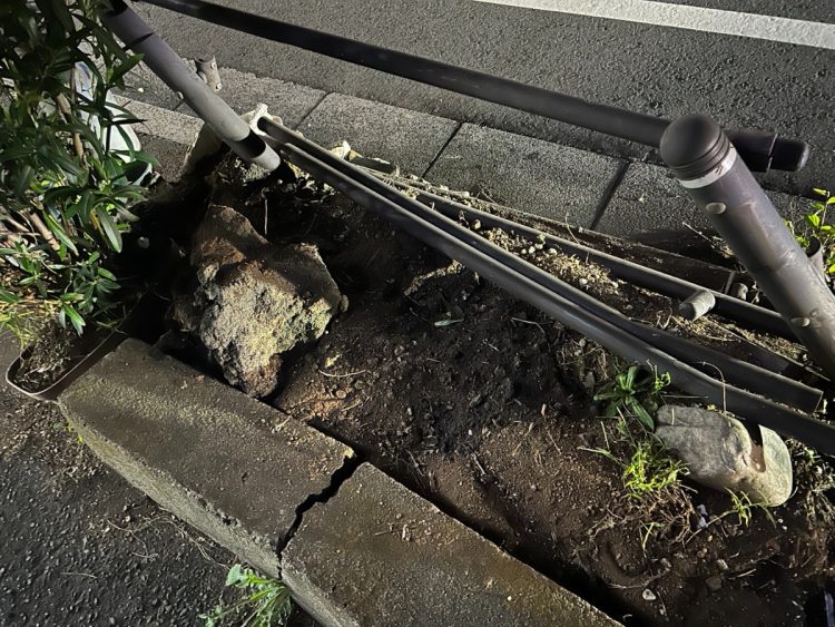 折れた街路樹は伐採されている