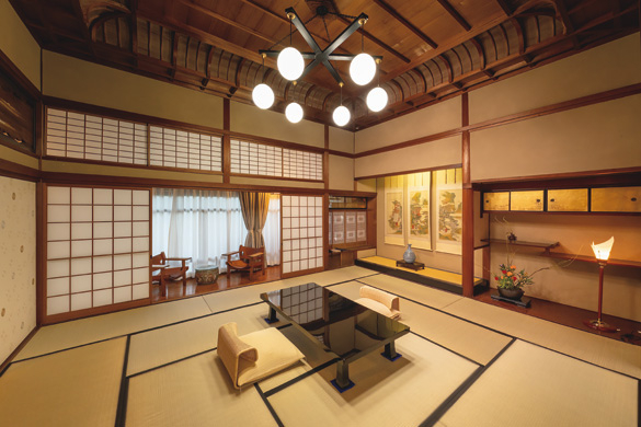 佐賀鍋島藩の別邸を移築して造り上げた特別貴賓室「洗心」の本間で対局が行なわれた